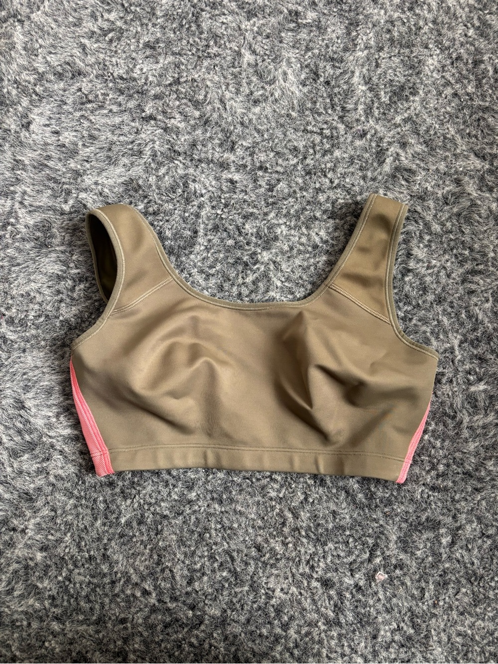 Gap body Olive Sports Bra with Pink Side Trim